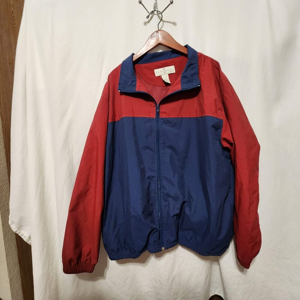 Consensus Golf Mens Size L Full Zip Golf Windbreaker Red & Blue